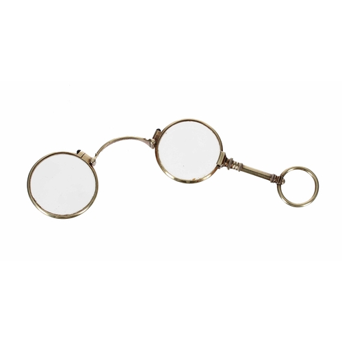 589 - Pair of gilt metal magnifying lorgnette, by and inscribed Dolland London