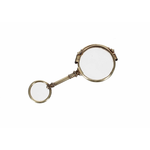 589 - Pair of gilt metal magnifying lorgnette, by and inscribed Dolland London