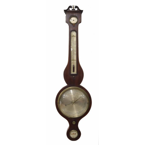 656 - 19th century mahogany four glass wheel barometer signed J. Pastorelli, no. 41 Cross St, Hutt'nl, the... 