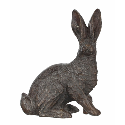 648 - Cast bronze figural study of a hare, unsigned, 12.5