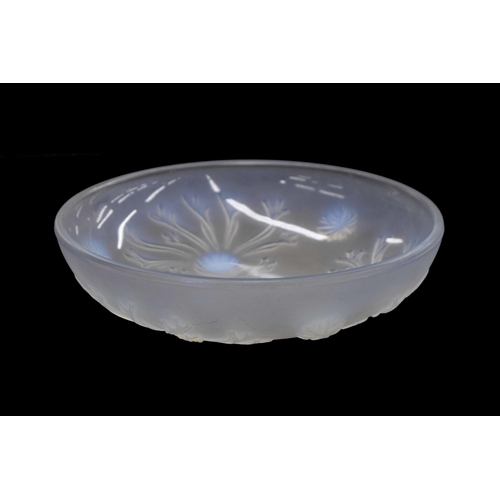 694 - Art Deco opalescent glass dish, in the manner of Sabino, with moulded shell and seaweed decoration, ... 