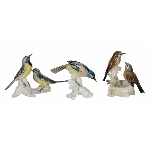 731 - Karl Ens - porcelain figural group of two Wagtails, no.7520, 5.75