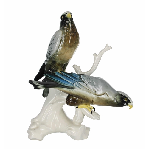 735 - Karl Ens - porcelain figural group of two Ospreys, 10.5