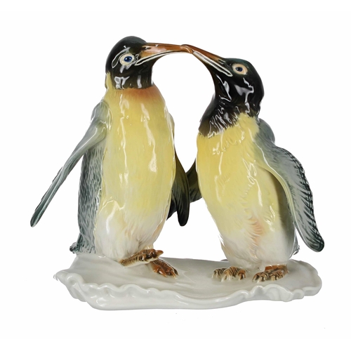 737 - Karl Ens- porcelain figural group of two penguins, 8