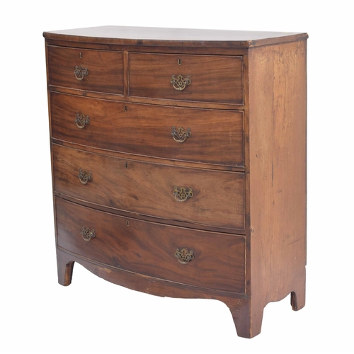 953 - 19th century mahogany bowfront chest of two short over three long graduated drawers, 40.5