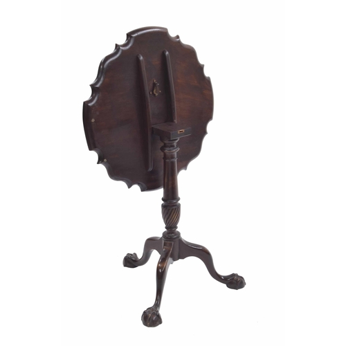 998 - Georgian style mahogany circular tilt-top side table, the moulded 'pie crust' top upon a central tur... 