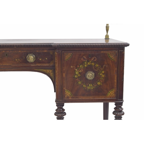 976 - Good 19th century painted mahogany reverse reverse breakfront sideboard, in the manner of Gillows, t... 