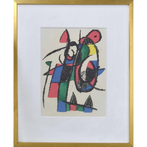 828 - After Joan Miró (1893-1983) - Untitled, inscribed on a label verso, coloured lithograph and dated 19... 