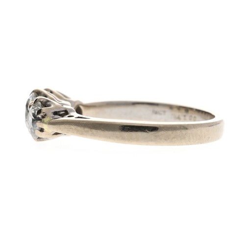106 - 18ct white gold three stone diamond ring, round brilliant-cuts, estimated 1.00ct approx in total, cl... 