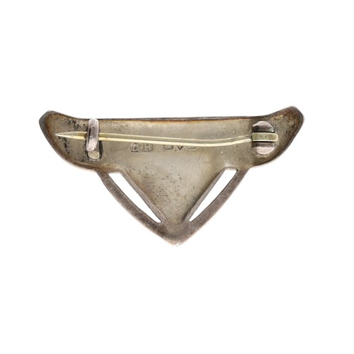 107 - Arts & Crafts silver and enamel brooch by Charles Horner, Chester 1908, 4.7gm, 34mm wide... 