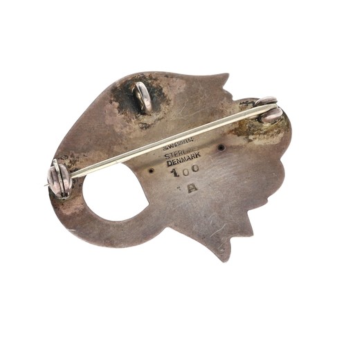 109 - Georg Jensen silver brooch of tulip form, signed and numbered '100', 6.5gm, 35mm x 31mm... 