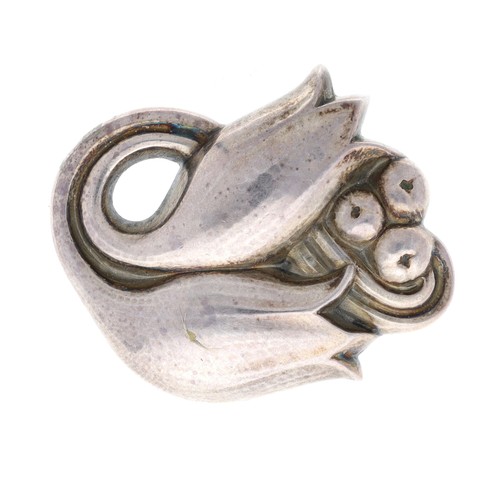 110 - Georg Jensen silver brooch of tulip form, signed and numbered '100', 12.6gm, 46mm x 40mm... 