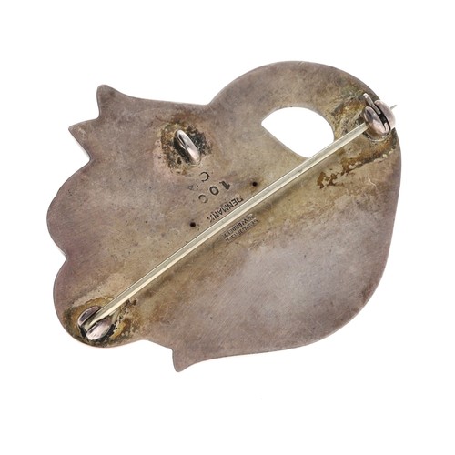 110 - Georg Jensen silver brooch of tulip form, signed and numbered '100', 12.6gm, 46mm x 40mm... 