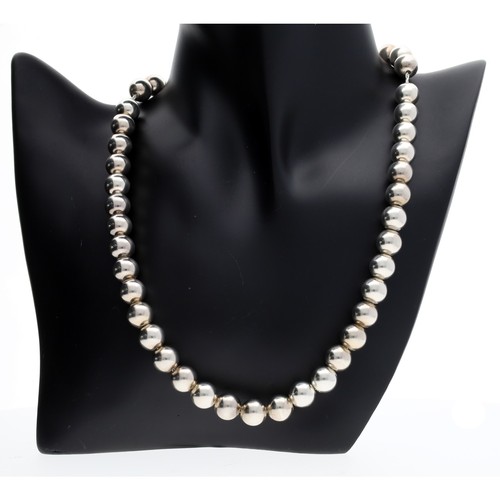 121 - Tiffany & Co. HardWear Ball silver necklace, signed, 42.3gm, the beads 9mm, 18