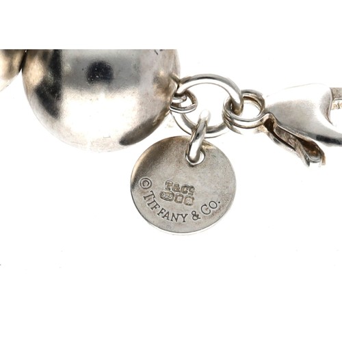 121 - Tiffany & Co. HardWear Ball silver necklace, signed, 42.3gm, the beads 9mm, 18