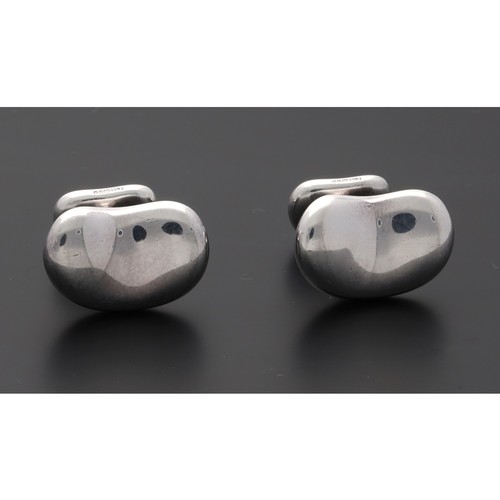 122 - Tiffany & Co. - pair of Elsa Perretti silver bean design cufflinks, 21mm x 14mm** with Tiffany &... 