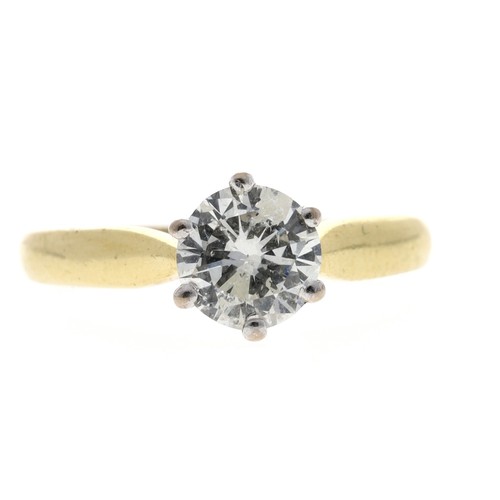 320 - Good quality round brilliant-cut solitaire diamond ring, 0.86ct approx, clarity I1, colour H, width ... 