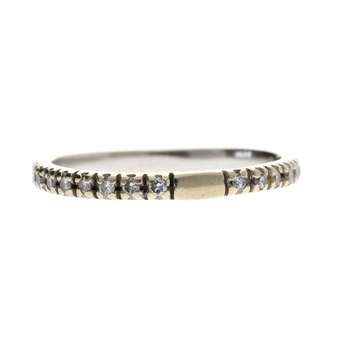 343 - White gold full diamond eternity ring, round brilliant-cuts, width 2mm, 1.8gm, ring size M/N... 