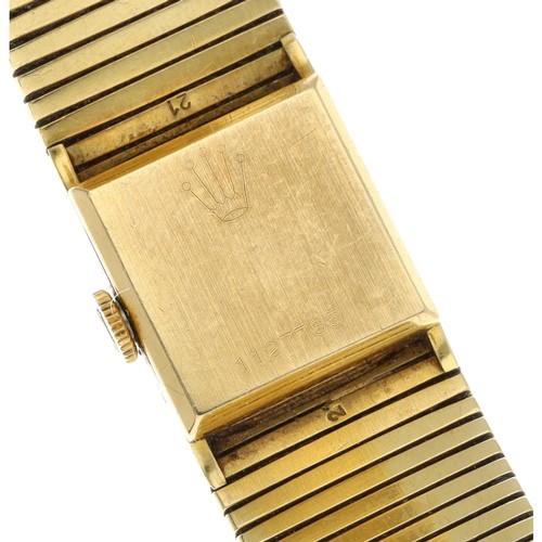 8 - Rolex Precision 18ct lady's wristwatch, square bark effect gilt dial, Rolex crown, signed cal. 1401 ... 