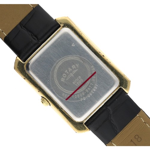 51 - Rotary rectangular gold plated and stainless steel gentleman's wristwatch, reference no. 10609, rect... 