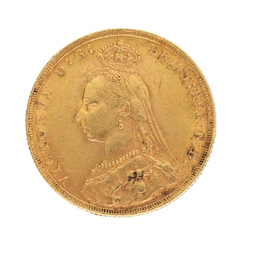 362 - Victorian 1891 full sovereign coin, 8gm