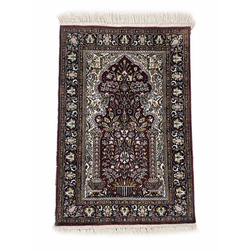 904 - Small Indian Kashmiri prayer rug by and labelled Gulam Mohidin & Son, 46