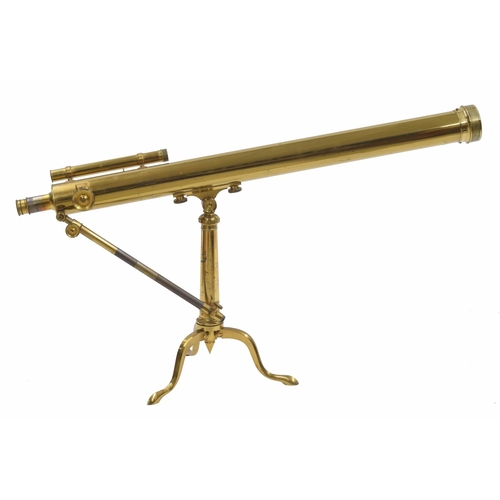 644 - Victorian lacquered brass library telescope by and stamped Negretti & Zambra London, on a f... 