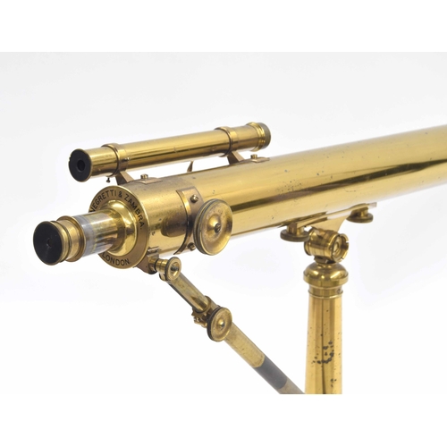 644 - Victorian lacquered brass library telescope by and stamped Negretti & Zambra London, on a f... 