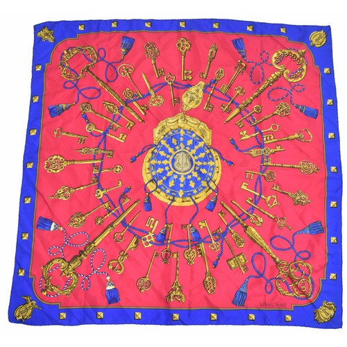 613 - Hermes - 'Les Cles' keys silk scarf, 40.5