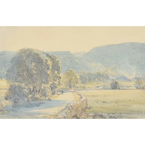 795 - Arthur Reginald Smith RWS., RSW., ARA., (1871-1934) - Yorkshire Dales landscape with a figure on a c... 