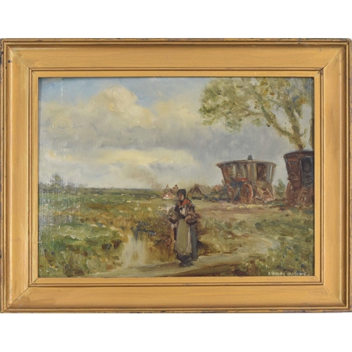 799 - Arthur Wilde Parsons RWS., (1854-1931) - Gypsy Encampment, signed also inscribed verso Bristol Savag... 