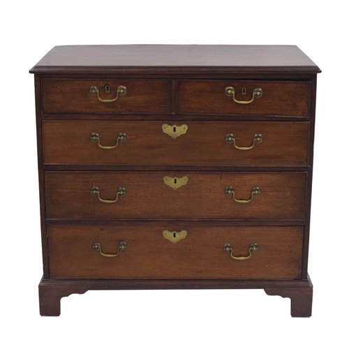 995 - Georgian mahogany secretaire chest of drawers, the moulded top over a faux drawer hinged fall front ... 