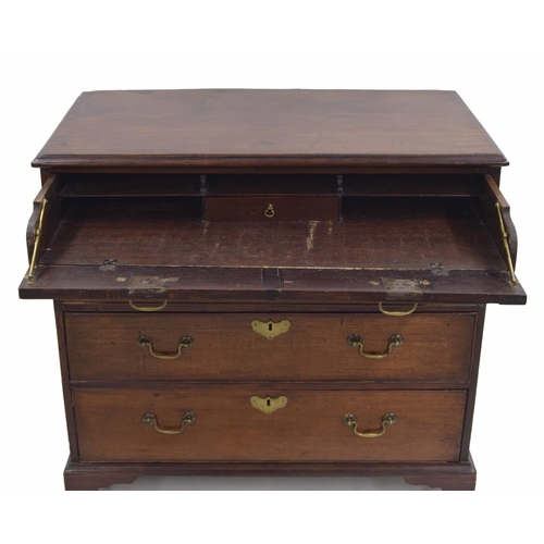 995 - Georgian mahogany secretaire chest of drawers, the moulded top over a faux drawer hinged fall front ... 