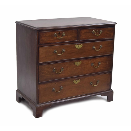 995 - Georgian mahogany secretaire chest of drawers, the moulded top over a faux drawer hinged fall front ... 