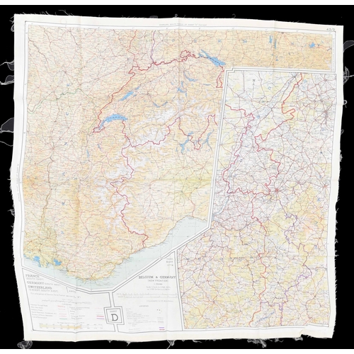 674 - WWII RAF forces silk escape map, scale 1:1,000,000 Sheets C and Sheet D; Holland, Belgium, France an... 