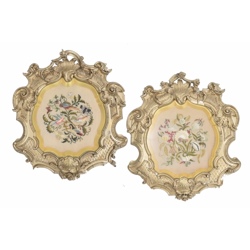 686 - Pair of 19th century needlework pictures, the first depicting birds among foliage, the other depicti... 