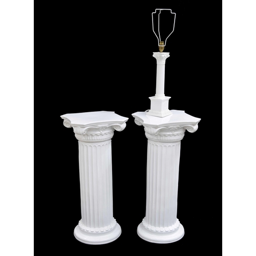 738 - Pair of decorative Italian white glazed porcelain floor standing Corinthian column jardinière stands... 