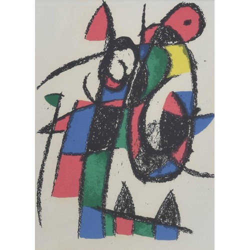 828 - After Joan Miró (1893-1983) - Untitled, inscribed on a label verso, coloured lithograph and dated 19... 