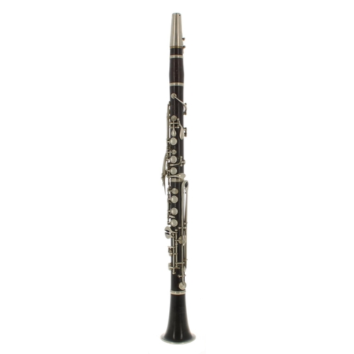 1806 - Ebonite covered hole Boehm system for left hand only, Bb clarinet with German silver keywork, signed... 