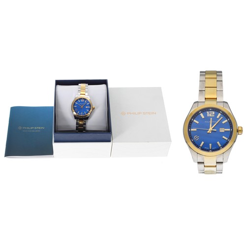 33 - Philip Stein 'Natural Frequency Technology' bicolour lady's / mid-size wristwatch, circular blue dia... 