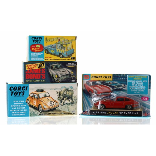 4 - Corgi Toys (re-issue) 007 james Bond Aston Martin D.B.5 model 261, boxed with papers; also model 256... 