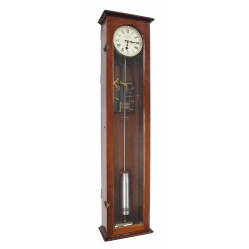 1111 - Good Synchronome electric master wall clock circa 1924, serial no. 1236, with pillar type advance sh... 