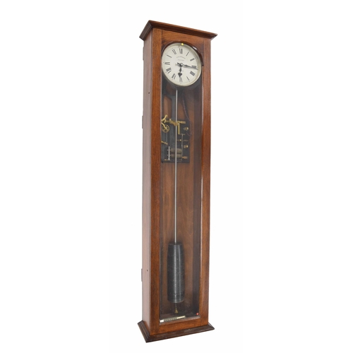 1112 - Good Synchronome electric master wall clock circa 1920, ser. no. 970, with transitional catch shell ... 