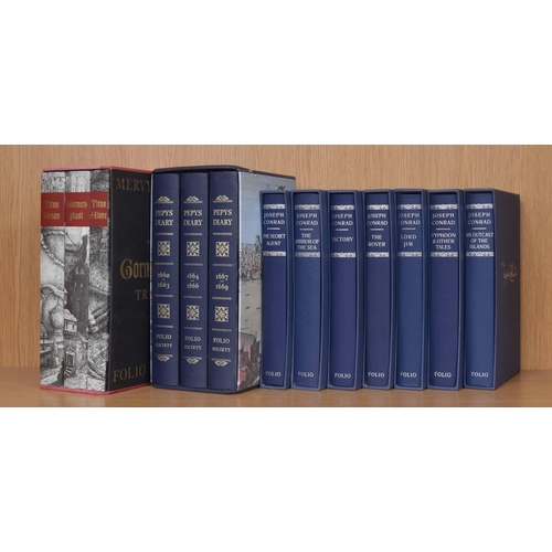 40 - Folio Society - Seven cloth bound Joseph Conrad books; together with Pepys Diary volumes 1-3 and The... 