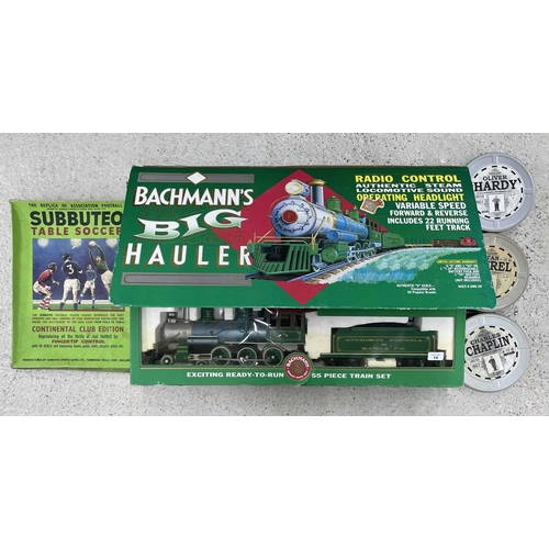 14 - Bachmann's 'G' Scale Big Hauler train set, boxed; together with Subbuteo Table Soccer Continental Cl... 