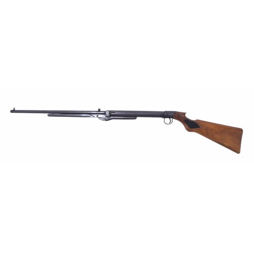 63 - Vintage under-lever air rifle, with wooden stock and chequered grip, stamped S31220 and with adjusti... 