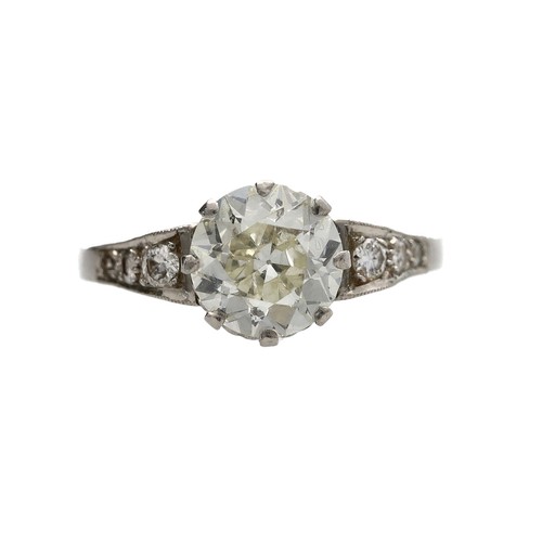 150 - Fine platinum brilliant-cut solitaire diamond ring, within an eight-claw setting, 1.05ct approx, cla... 