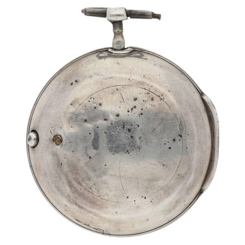 27 - De Cachengt, London - 18th century silver pair cased verge pocket watch, signed fusee movement, , no... 