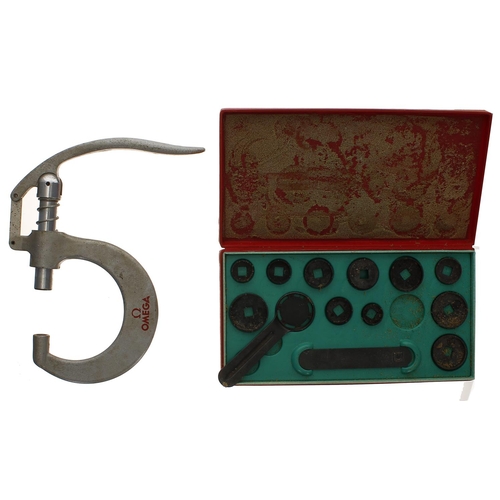 499 - Omega case opening tool with accessories, within an Omega box (incomplete set); together with an Ome... 