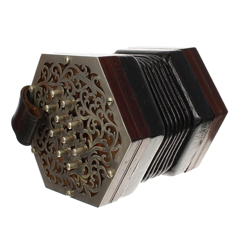 1525 - Fine rare Lachenal & Co English miniature concertina, inscribed Lachenal & Co, with twenty m... 